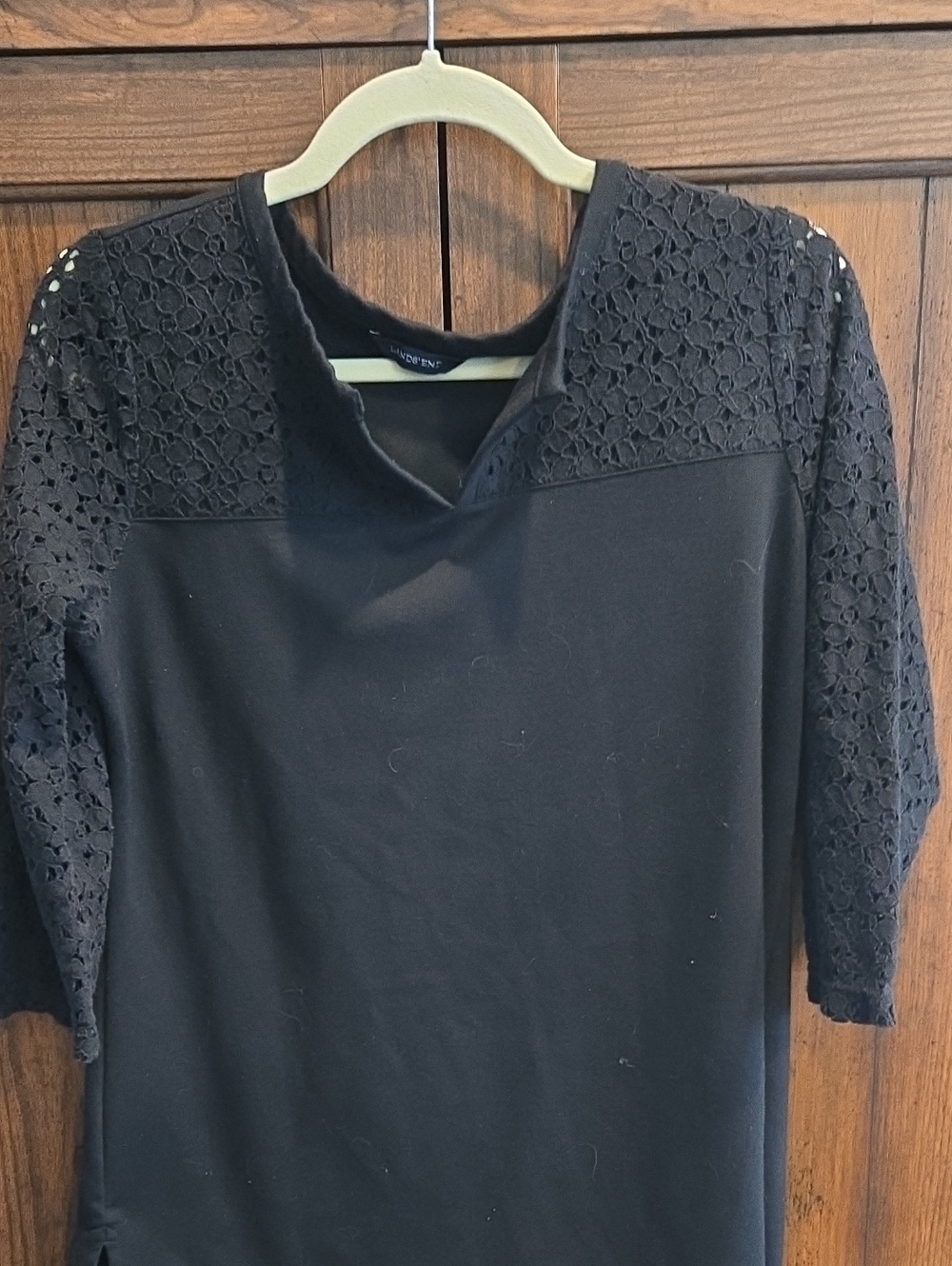Lands' End Black Lace-Sleeve Tunic Top